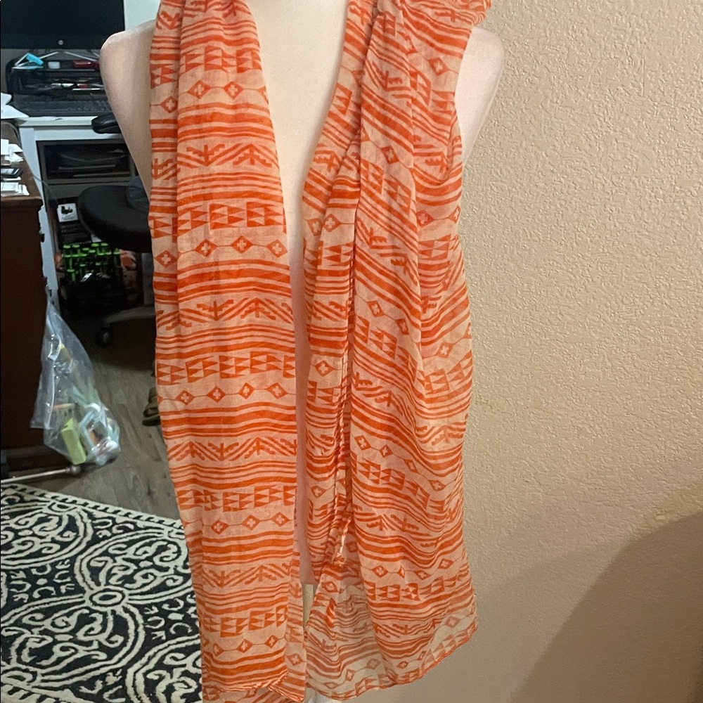 Charming Charlie Orange Patterned Scarf